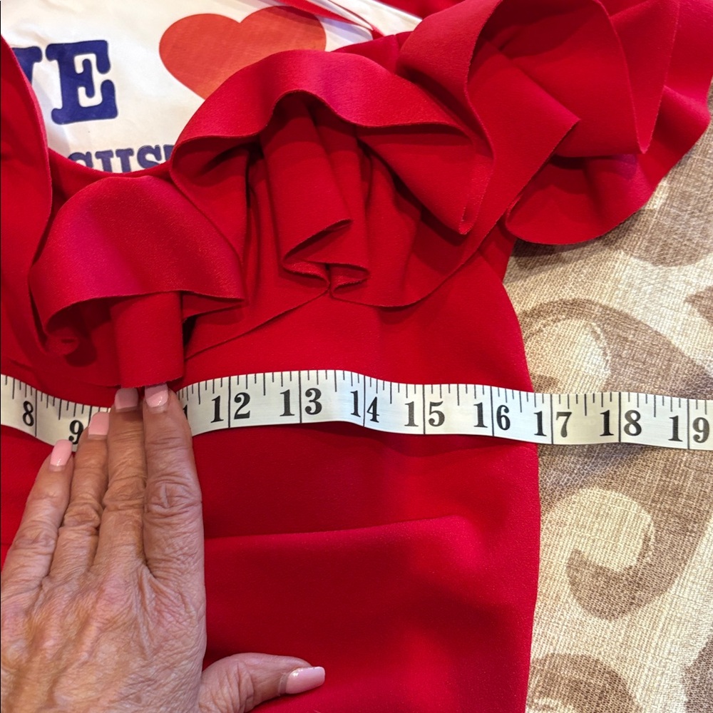 Xscape Red Ruffle Off-Shoulder Gown - - Picture 8 of 8